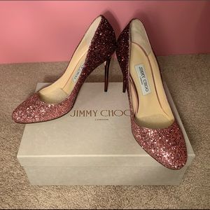 Jimmy Choo ESME 100mm pink-borde Glitter pumps 39